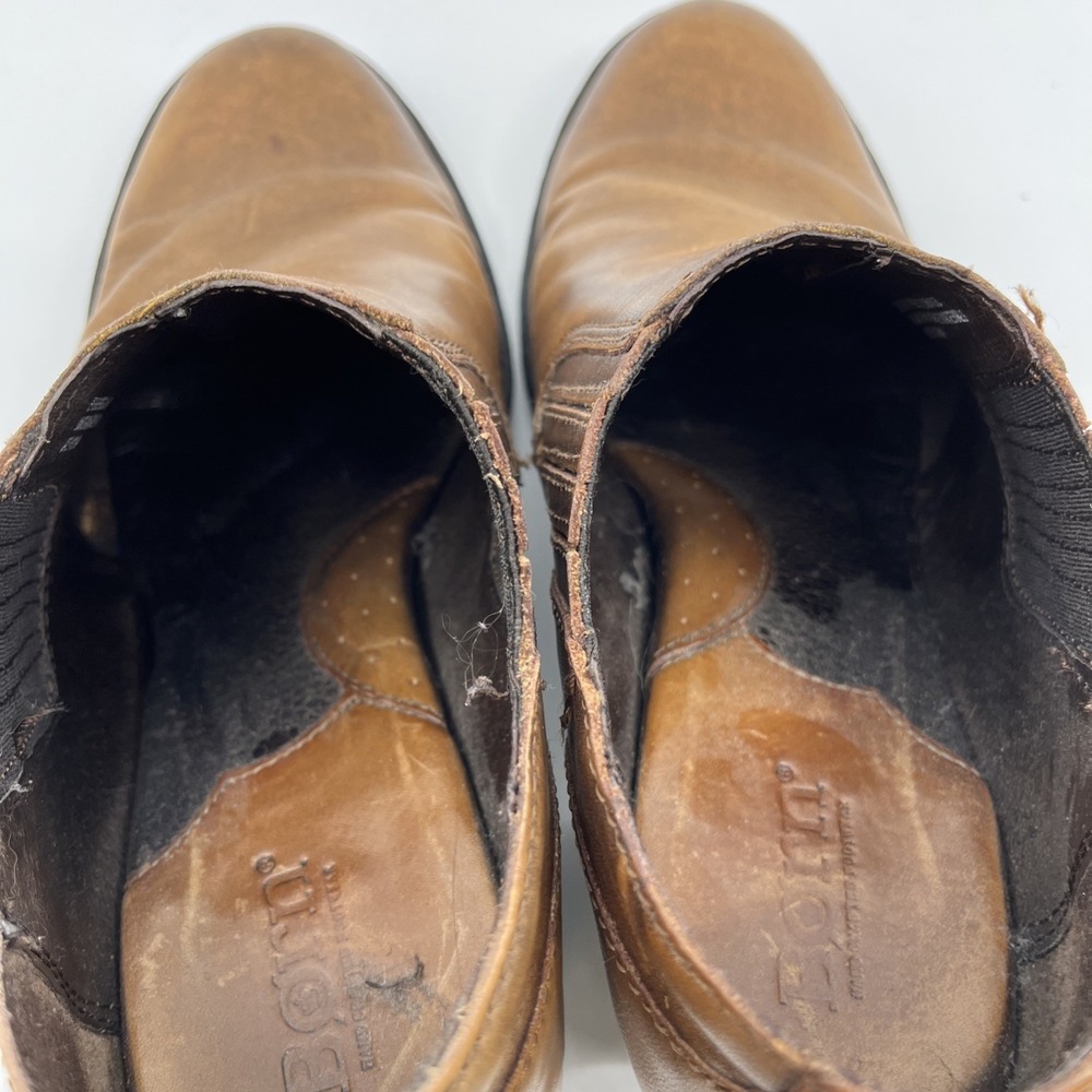 Born Women's Boot Size 8 Block Heel Brown Leather Slip On Western - Picture 10 of 16